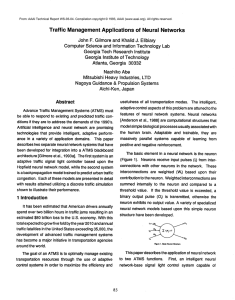 Traffic Management Applications  of  Neural  Networks John F. Gilmore