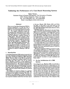 Validating the  Performance of  a  Case-Based Reasoning