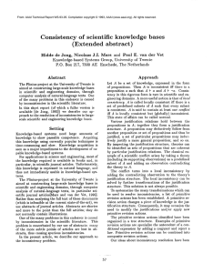 Consistency  of  scientific knowledge  bases (Extended  abstract)