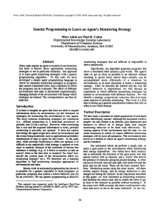 Genetic  Programming to  Learn  an  Agent’s ... Marc Atkin and Paul R.  Cohen Experimental Knowledge