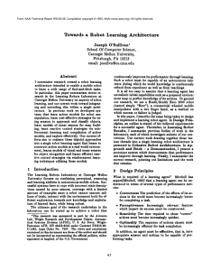 Towards a  Robot  Learning Architecture