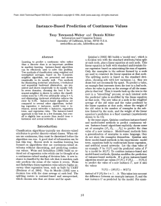 Instance-Based Prediction of  Continuous  Values