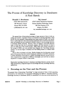 Databases: The Process  of  Knowledge Discovery  in Anand