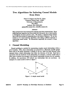 Two  Algorithms for  Inducing Causal  Models from  Data