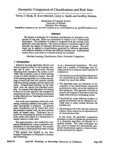 Geometric Comparison of  Classifications  and Rule Sets,