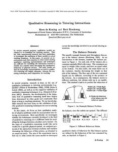 Qualitative Reasoning  in  Tutoring  Interactions