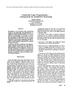 Constraint Logic Programming a  Framework  for  Qualitative