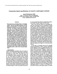Constraint-based specification of  reactive multi-agent  systems