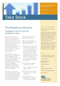 Take Stock The Prospectus directive LAWYERS TO THE FINANCIAL INDUSTRY