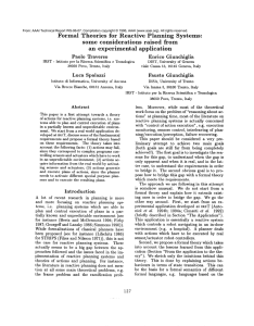 Formal  Theories for  Reactive Planning  Systems: some  considerations