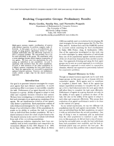 Evolving  Cooperative Groups:  Preliminary Results