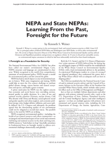 NEPA and State NEPAs: Learning From the Past, Foresight for the Future