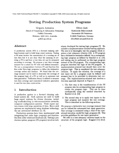 Testing Production System  Programs Grigoris  Antoniou