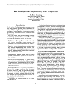 Two  Paradigms  of  Complementary  CBR Integrations 1