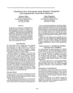 Classifying Text  Documents  using Modular  Categories and  Linguistically