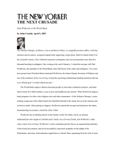 THE NEXT CRUSADE  by John Cassidy Paul Wolfowitz at the World Bank.