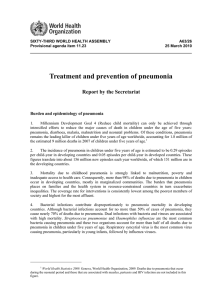 Treatment and prevention of pneumonia Report by the Secretariat