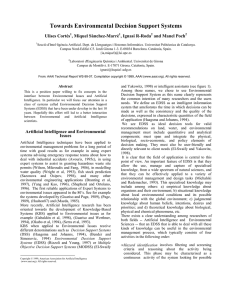 Towards Environmental Decision Support Systems Ulises Cortés , Miquel Sànchez-Marrè , Ignasi R-Roda