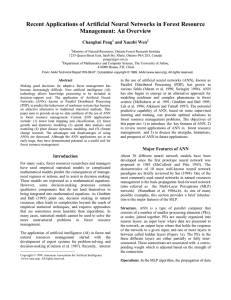 Recent Applications of Artificial Neural Networks in Forest Resource Changhui Peng