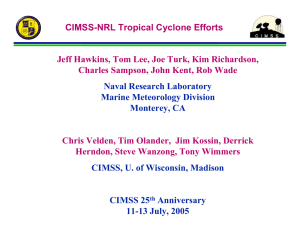CIMSS-NRL Tropical Cyclone Efforts Charles Sampson, John Kent, Rob Wade