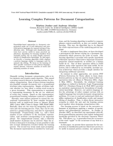 Learning Complex Patterns for Document Categorization Markus Junker and Andreas Abecker