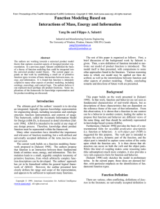 Function Modeling Based on Interactions of Mass, Energy and Information