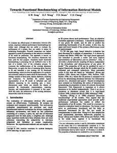 Towards Functional  Benchmarking of  Information  Retrieval  Models