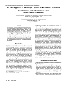 A KSNet-Approach to Knowledge Logistics in Distributed Environment Alexander Smirnov