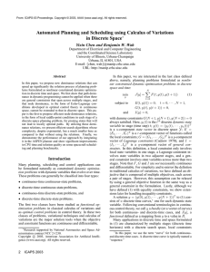 Automated Planning and Scheduling using Calculus of Variations in Discrete Space