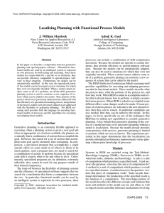 Localizing Planning with Functional Process Models J. William Murdock Ashok K. Goel