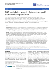 DNA methylation analysis of phenotype specific stratified Indian population Open Access