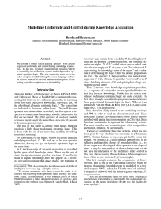 Modelling Uniformity and Control during Knowledge Acquisition Bernhard Heinemann