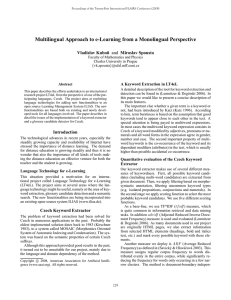 Multilingual Approach to e-Learning from a Monolingual Perspective Vladislav Kubo ˇn