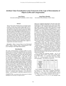 Attribute-Value Formalization in the Framework of the Logic of Determination... Objects (LDO) and Categorization