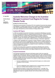 Australia Welcomes Changes to the Australian Pension Funds