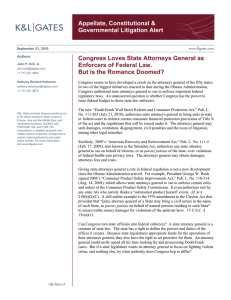 Appellate, Constitutional &amp; Governmental Litigation Alert Congress Loves State Attorneys General as