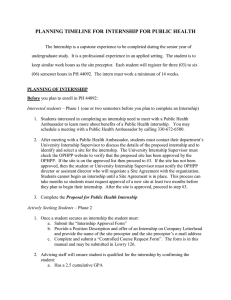 PLANNING TIMELINE FOR  INTERNSHIP FOR PUBLIC HEALTH