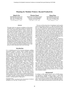 Planning for Modular Printers: Beyond Productivity Minh B. Do Wheeler Ruml Rong Zhou