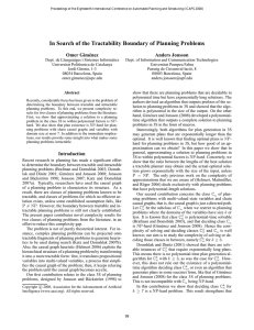 In Search of the Tractability Boundary of Planning Problems Omer Gim´enez