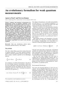 An evolutionary formalism for weak quantum measurements  Apoorva Patel* and Parveen Kumar