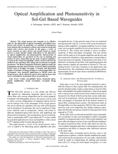 Optical Amplification and Photosensitivity in Sol-Gel Based Waveguides , Member, IEEE, Invited Paper