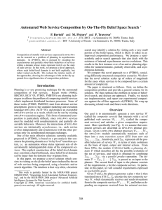 Automated Web Service Composition by On-The-Fly Belief Space Search P. Bertoli