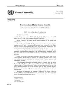 A General Assembly United Nations Resolution adopted by the General Assembly