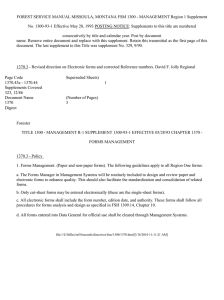 FOREST SERVICE MANUAL MISSOULA, MONTANA FSM 1300 - MANAGEMENT Region... No. 1300-93-1 Effective May 28, 1993 POSTING NOTICE: Supplements to...