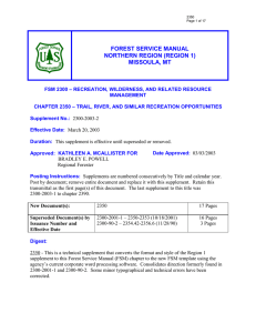 FOREST SERVICE MANUAL NORTHERN REGION (REGION 1) MISSOULA, MT