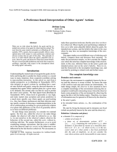 A Preference-based Interpretation of Other Agents’ Actions J´erˆome Lang