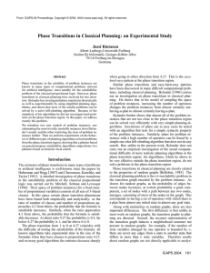 Phase Transitions in Classical Planning: an Experimental Study Jussi Rintanen