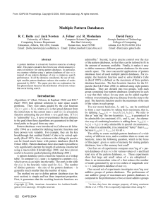 Multiple Pattern Databases R. C. Holte A. Felner David Furcy