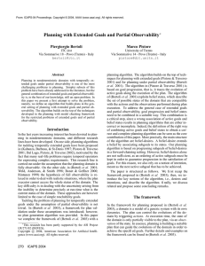 Planning with Extended Goals and Partial Observability Piergiorgio Bertoli Marco Pistore