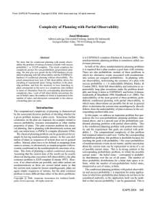 Complexity of Planning with Partial Observability Jussi Rintanen